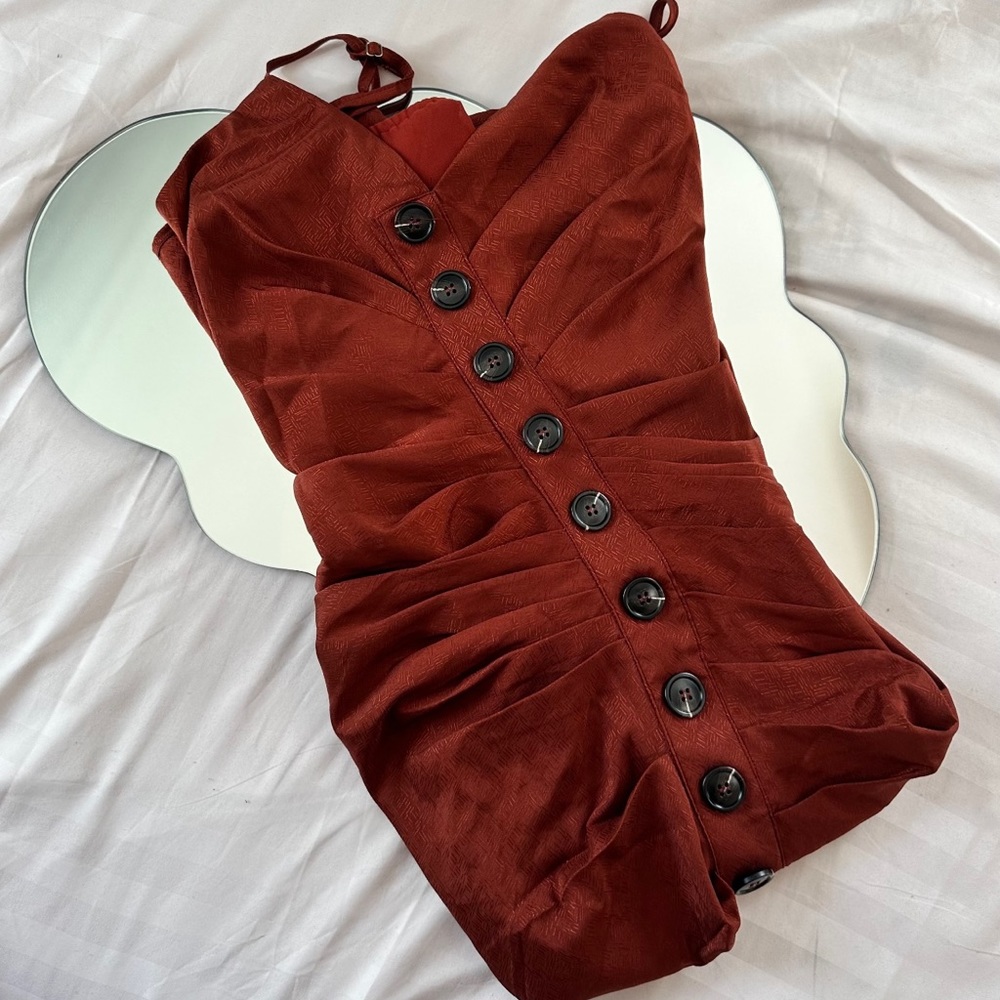 J.O.A Burnt Orange Midi Dress